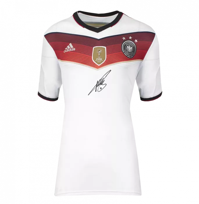 Icons Miroslav Klose Official 2014 FIFA World Cup™ Front Signed And Hero Framed Germany 2014 Home Shirt With FIFA World Cup Winners Badge