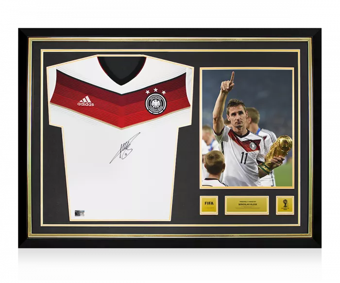 icons Miroslav Klose Official 2014 FIFA World Cup™ Front Signed and Hero Framed Germany 2014 Home Shirt