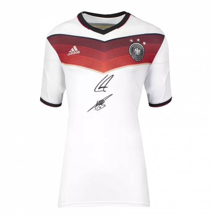 Icons Miroslav Klose & Philipp Lahm Front Signed Germany 2014 Home Shirt In Classic Frame