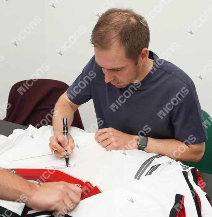 Icons Miroslav Klose & Philipp Lahm Official 2014 FIFA World Cup™ Dual Signed And Hero Framed Germany 2014 Home Shirt