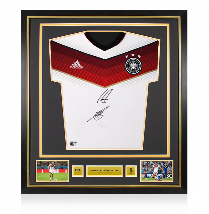 icons Miroslav Klose & Philipp Lahm Official 2014 FIFA World Cup™ Dual Signed and Framed Germany 2014 Home Shirt