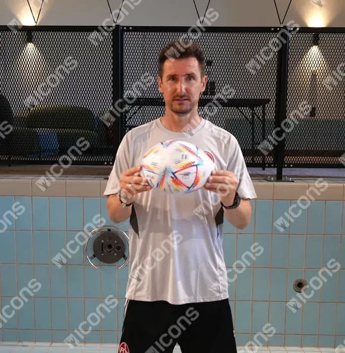 Icons Miroslav Klose Signed FIFA World Cup Football In Acrylic Case