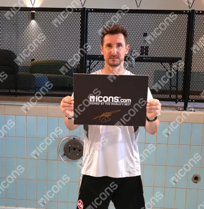 Icons Miroslav Klose Signed FIFA World Cup Football In Acrylic Case