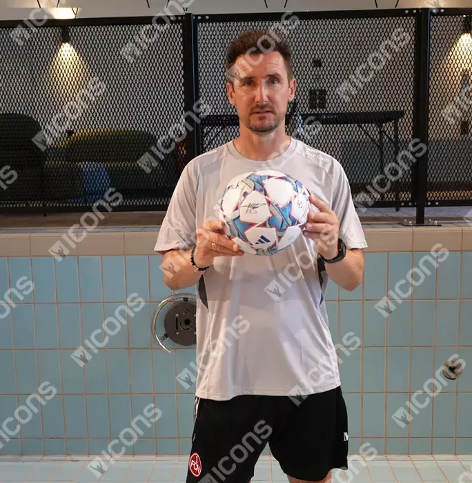 Icons Miroslav Klose Signed UEFA Champions League Football In Acrylic Case
