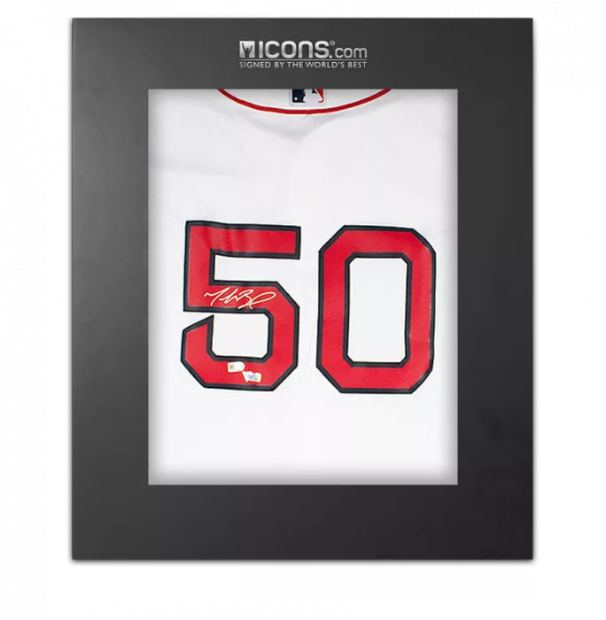 icons Mookie Betts Back Signed Boston Red Sox Jersey: 2018 MLB World Series Champions Edition In Deluxe Packaging