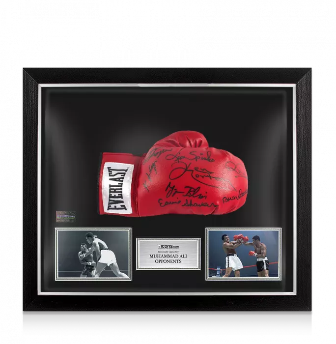 icons Muhammad Ali Opponents Signed Boxing Glove - 8 Signatures in Bubble Frame: Option 1