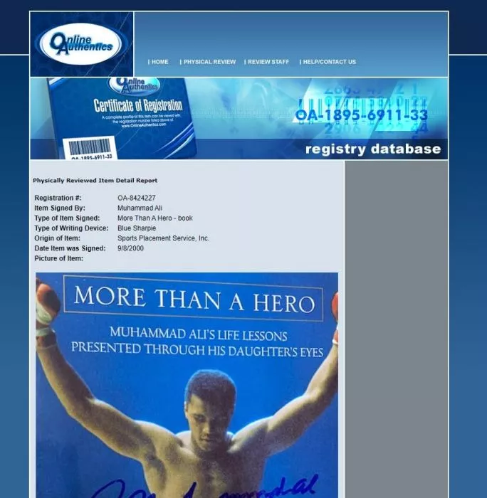 Icons Muhammad Ali Signed Book - More Than A Hero (OA-8424227)