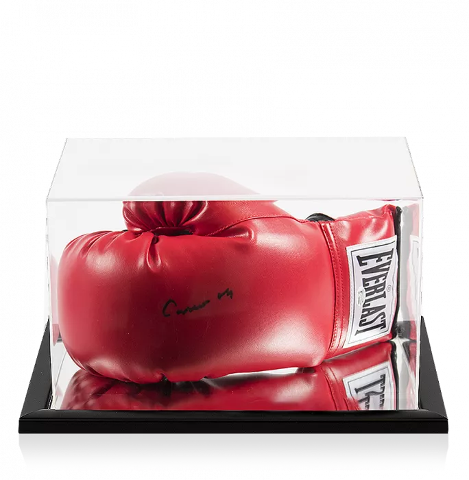 icons Muhammad Ali Signed Red Everlast Boxing Glove In Acrylic Case: Cassius Clay Signature Edition