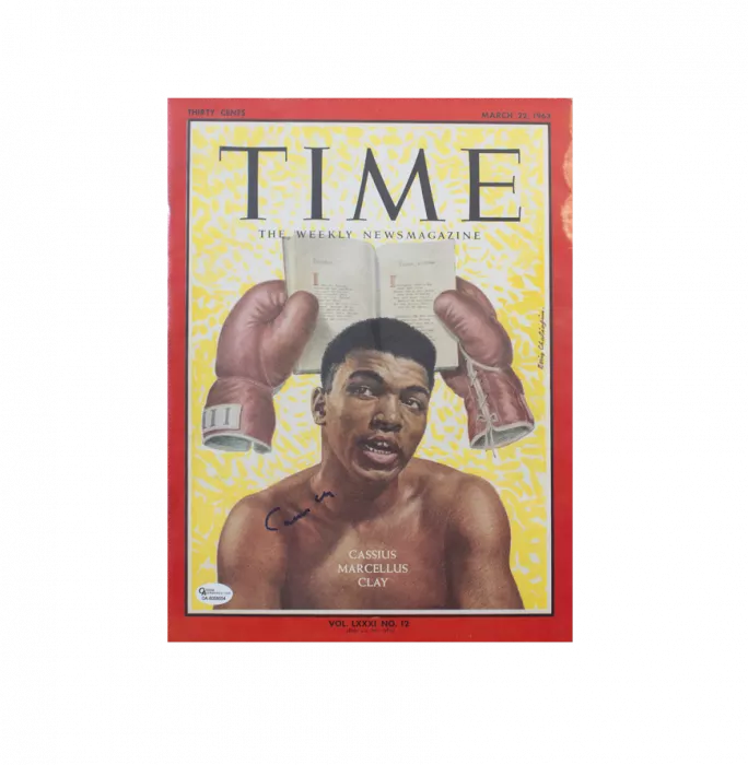 Icons Muhammad Ali Signed Time Magazine - March 1963 Cassius Clay Autograph (OA-8058554)
