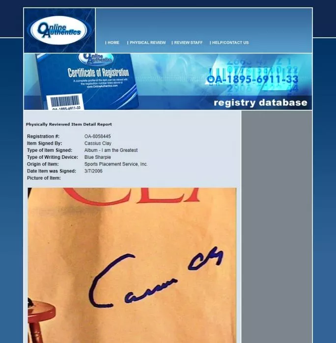 Icons Muhammad Ali Signed Vinyl Album - I Am The Greatest Cassius Clay Autograph (OA-8058445)