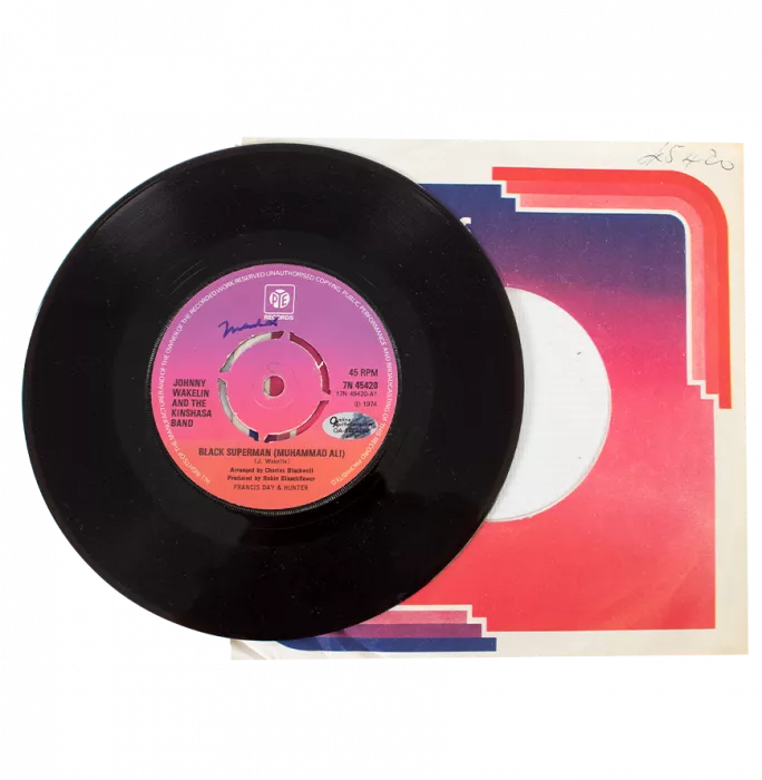 Icons Muhammad Ali Signed Vinyl Record - Johnny Wakelin Black Superman (OA-8424280)