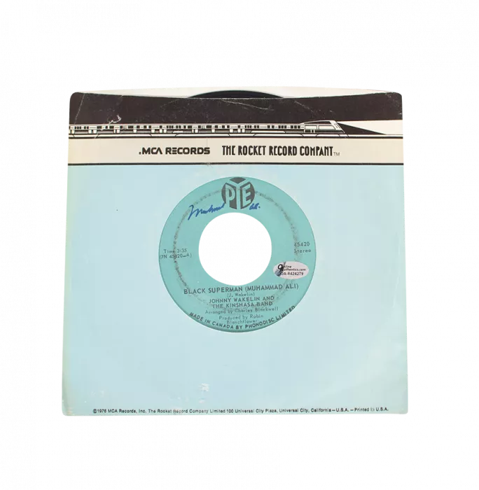 icons Muhammad Ali Signed Vinyl Record - Johnny Wakelin Black Superman (OA-8424279)
