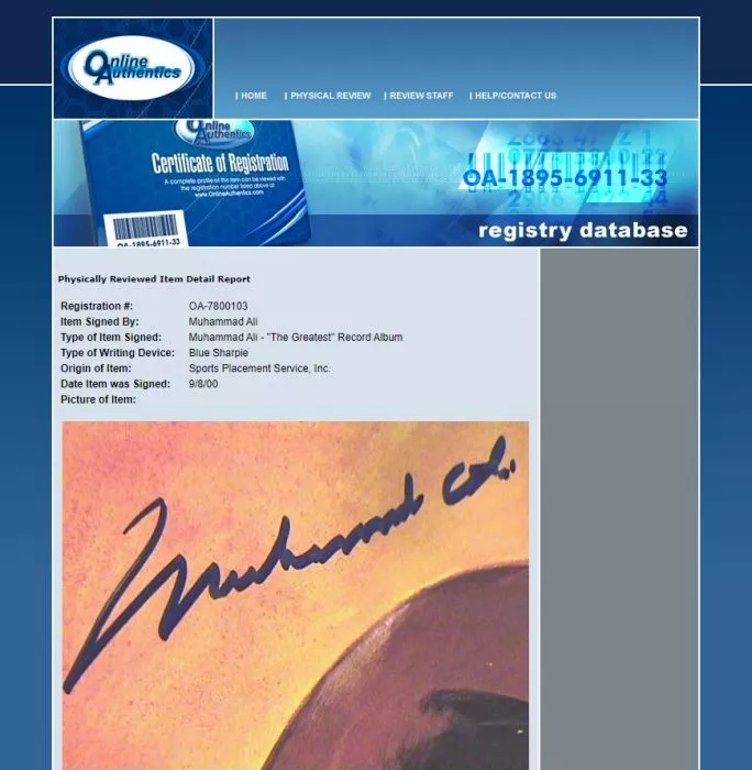 Icons Muhammad Ali Signed Vinyl Record - The Greatest Cassius Clay Autograph (OA-7800103)