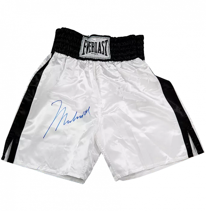 Icons Muhammad Ali Signed White Everlast Boxing Shorts: Signature Option 2