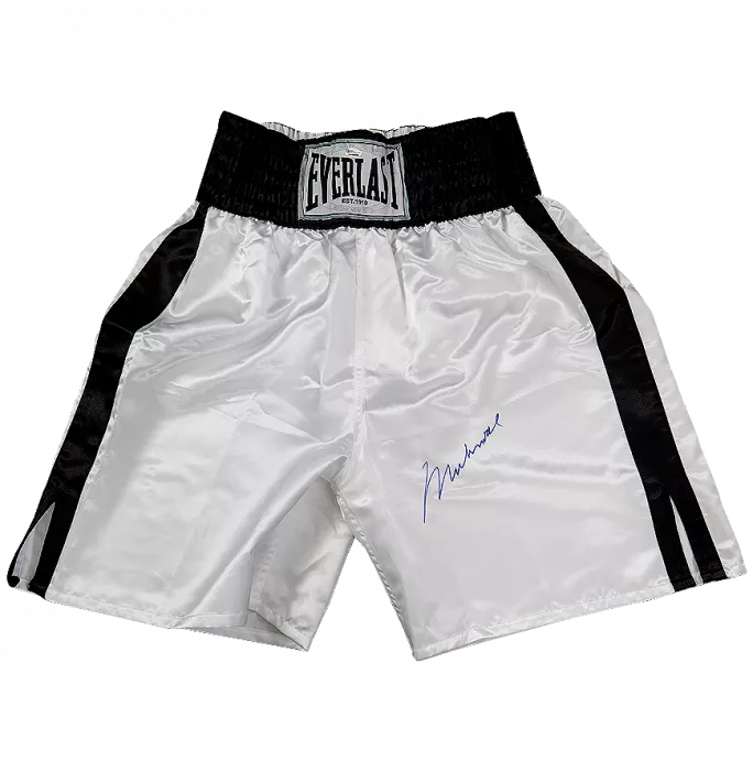 icons Muhammad Ali Signed White Everlast Boxing Shorts: Signature Option 3