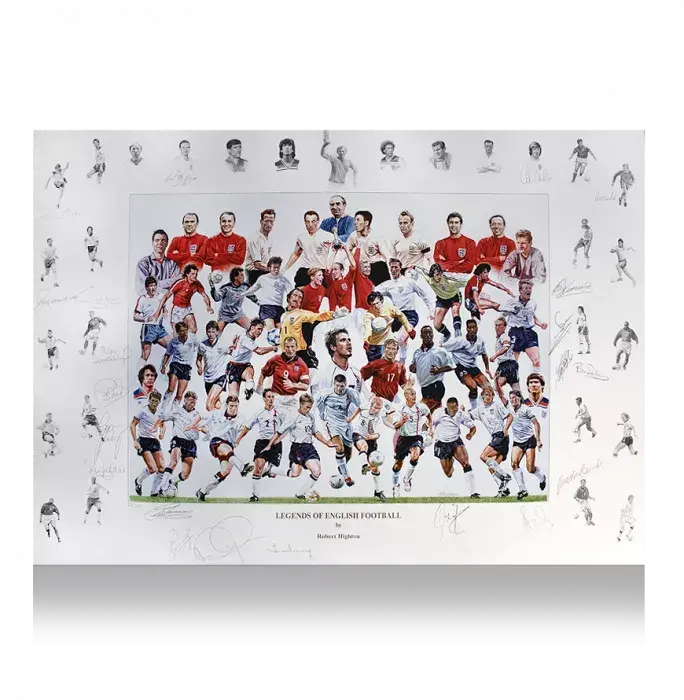 icons Multi-Signed England Artwork Print - Legends of English Football Limited Edition