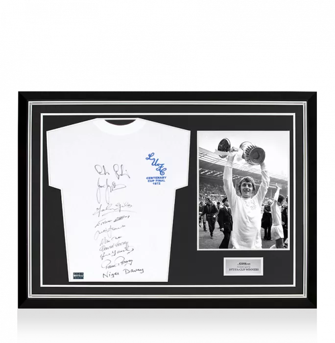 icons Multi-Signed Leeds United 1972 Home Shirt In Hero Frame: Option 1