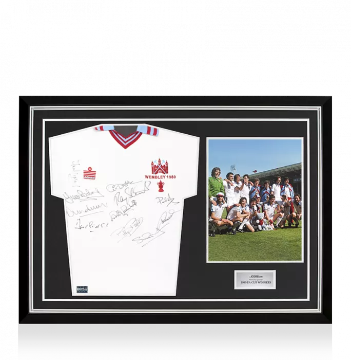 icons Multi-signed West Ham United 1980 FA Cup Final Shirt - Signed by 11 In Hero Frame: Option 1