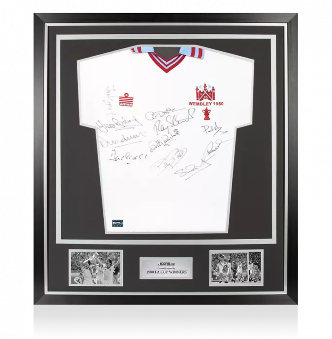 icons Multi-signed West Ham United 1980 FA Cup Final Shirt - Signed by 11 In Classic Frame