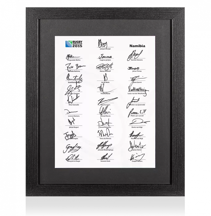 Icons Namibia Rugby World Cup 2015 Squad Signed Card In Black Wooden Frame: Signed By 31