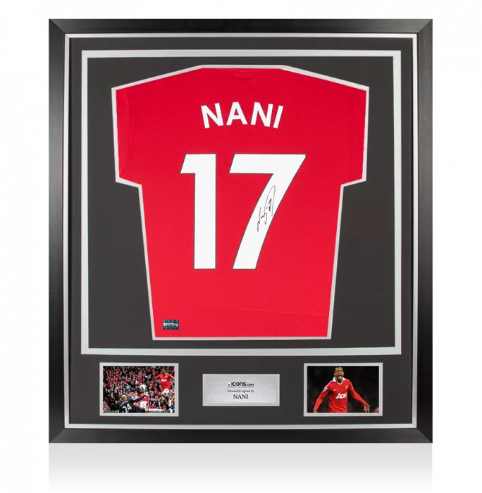 icons Nani Back Signed Manchester United 2019-20 Home Shirt In Classic Frame