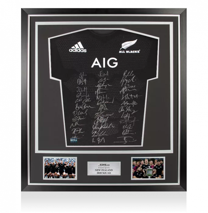 icons New Zealand 2020 Squad Signed Rugby Shirt In Classic Frame