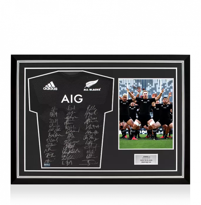 icons New Zealand 2020 Squad Signed Rugby Shirt In Hero Frame: Option 1