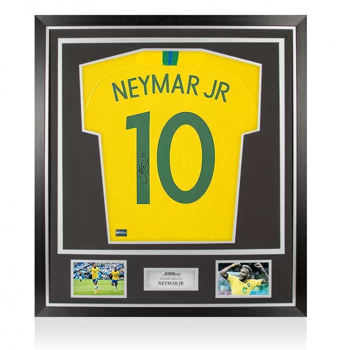 icons Neymar Jr Back Signed Brazil 2018 Shirt With Fan Style Numbers In Classic Frame
