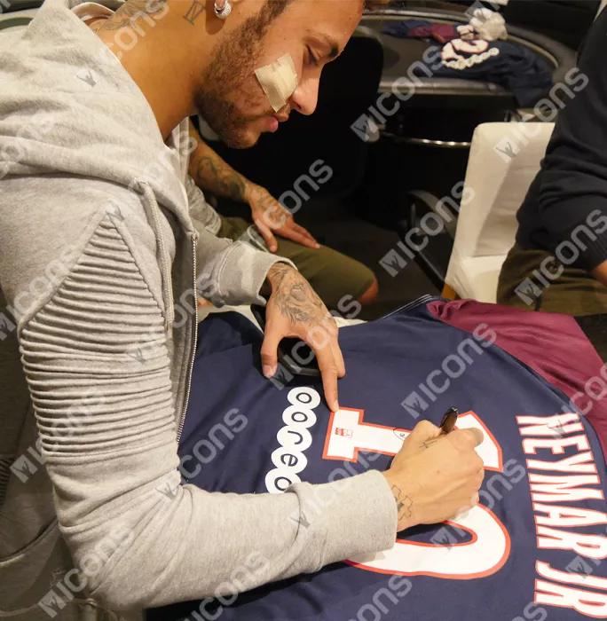 Icons Neymar Jr Back Signed Paris Saint-Germain 2017-18 Home Shirt