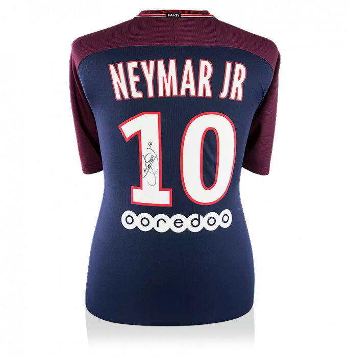 icons Neymar Jr Back Signed Paris Saint-Germain 2017-18 Home Shirt With Fan Style Numbers