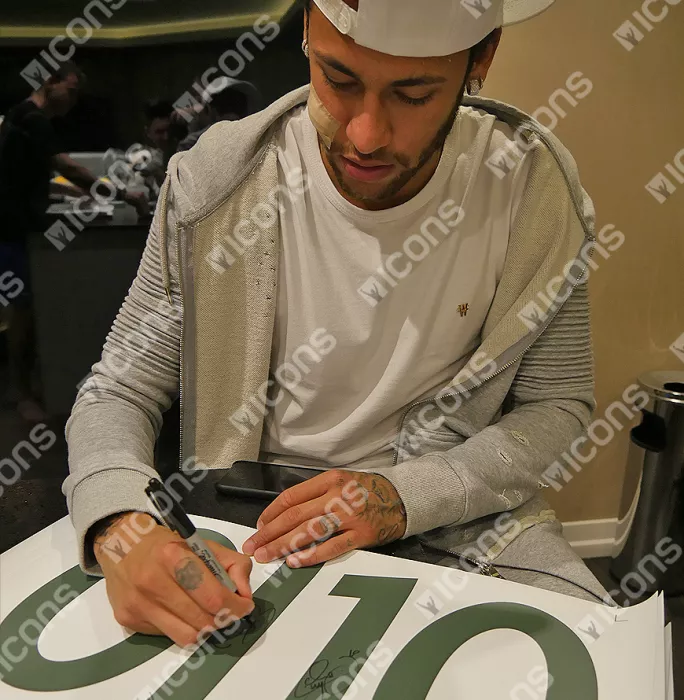 Icons Neymar Jr Back Signed Retro Brazil Shirt With Fan Style Numbers In Classic Frame
