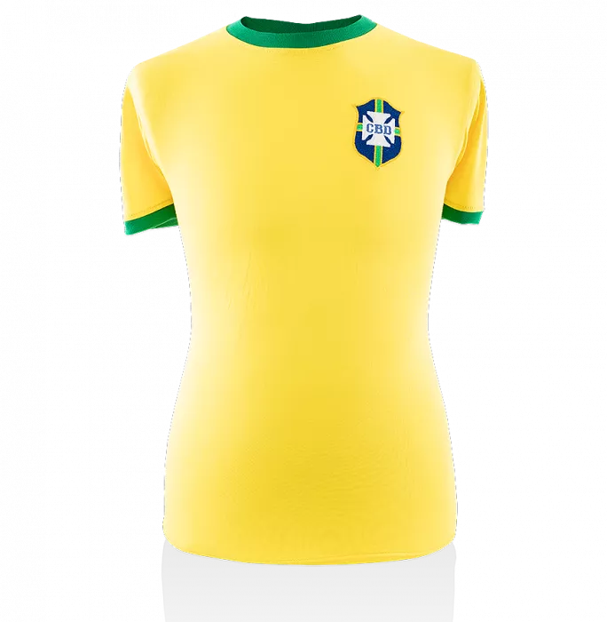 Icons Neymar Jr Back Signed Retro Brazil Shirt With Fan Style Numbers