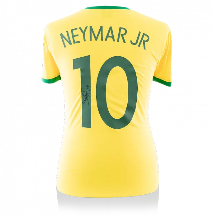 icons Neymar Jr Back Signed Retro Brazil Shirt With Fan Style Numbers