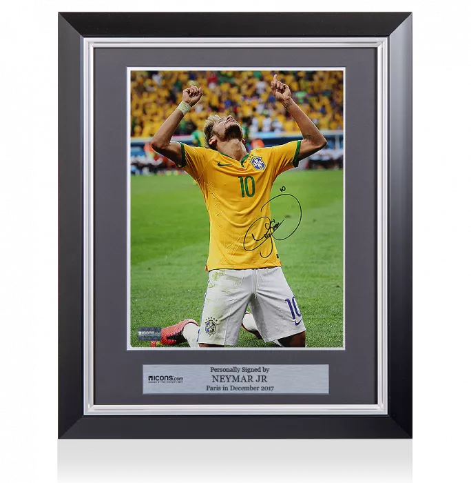 Icons Neymar Jr Signed And Framed Brazil Photo: 2014 FIFA World Cup Celebration
