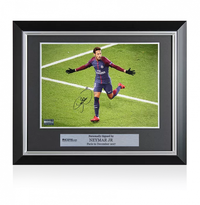 Icons Neymar Jr Signed And Framed Paris Saint-Germain Photo: UEFA Champions League Goal Vs Celtic