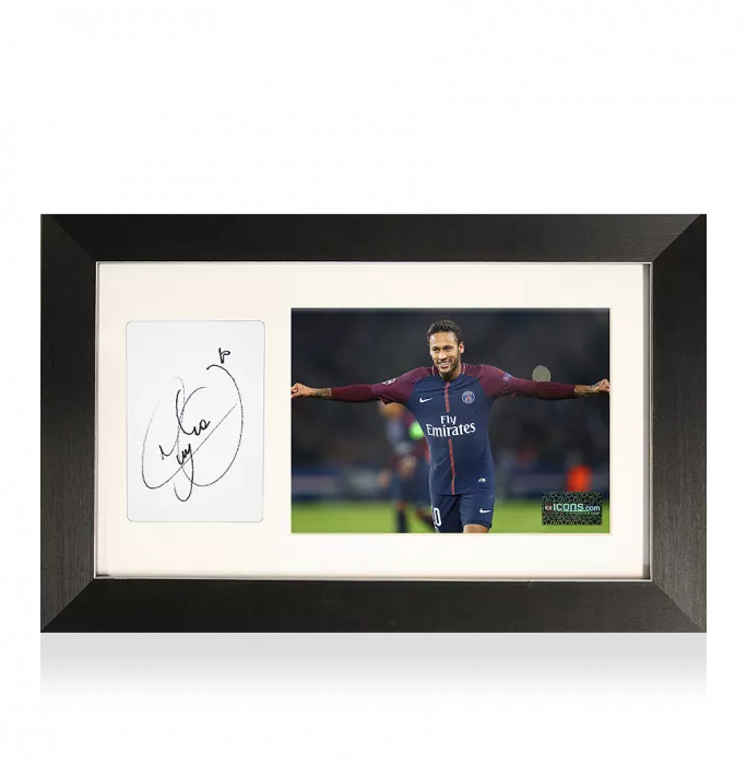 icons Neymar Jr Signed Card and Paris Saint-Germain Photo Frame: Option 1