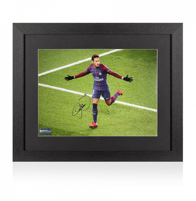icons Neymar Jr Signed Paris Saint-Germain Photo In Black Wooden Frame: UEFA Champions League Goal vs Celtic