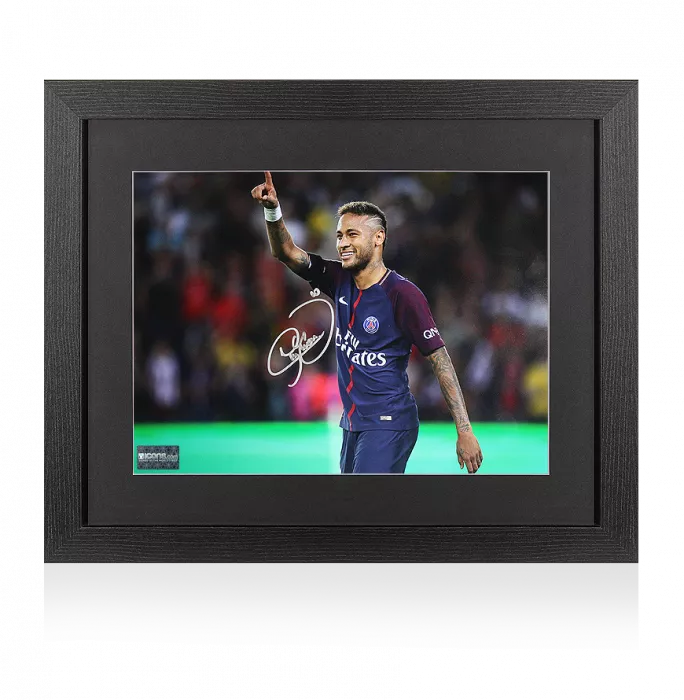 icons Neymar Jr Signed Paris Saint-Germain Photo In Black Wooden Frame: Parisian Icon