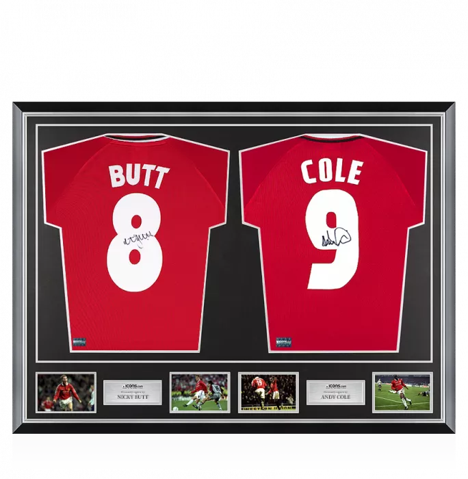 icons Nicky Butt & Andy Cole Signed Manchester United Shirts In Classic Dual Frame