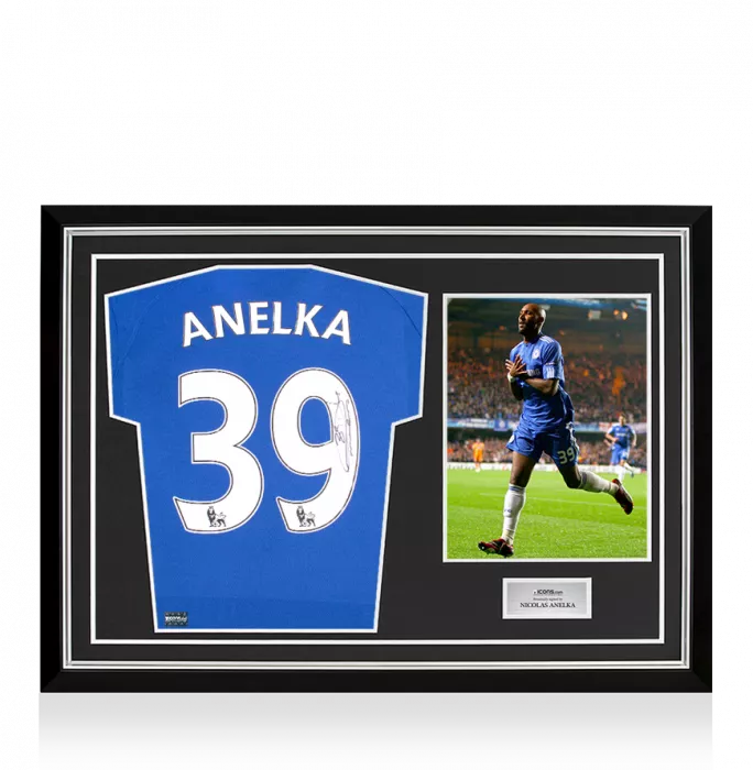 icons Nicolas Anelka Back Signed Modern Chelsea FC Home Shirt In Hero Frame: Option 1