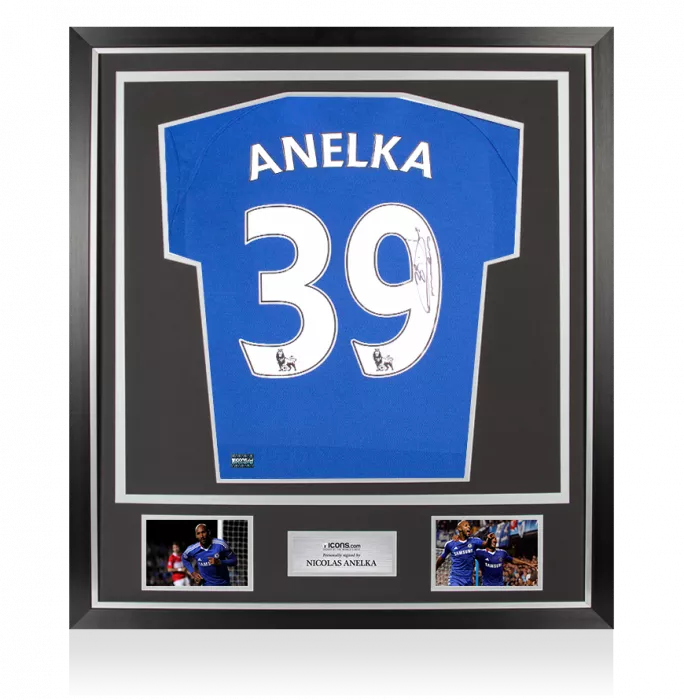 icons Nicolas Anelka Back Signed Modern Chelsea FC Home Shirt In Classic Frame