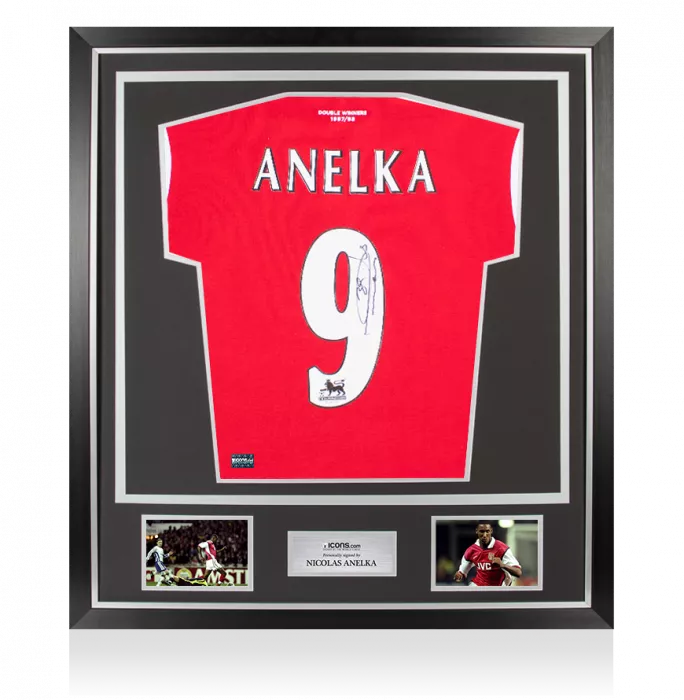 icons Nicolas Anelka Back Signed Retro Arsenal Home Shirt In Classic Frame