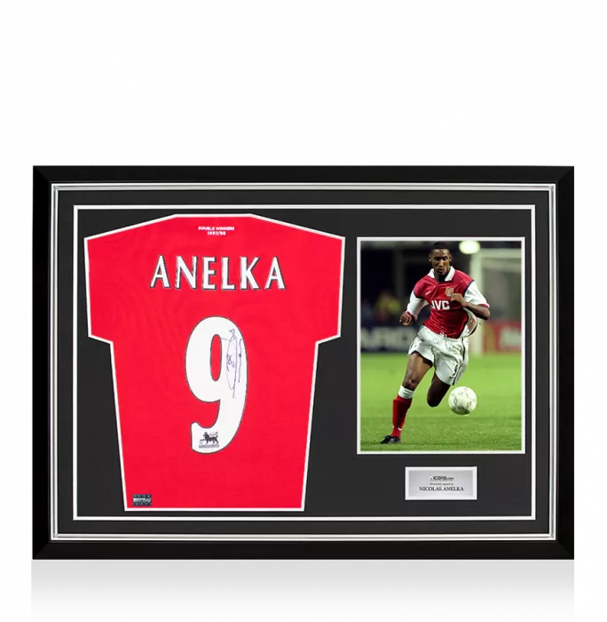 icons Nicolas Anelka Back Signed Retro Arsenal Home Shirt In Hero Frame: Option 1