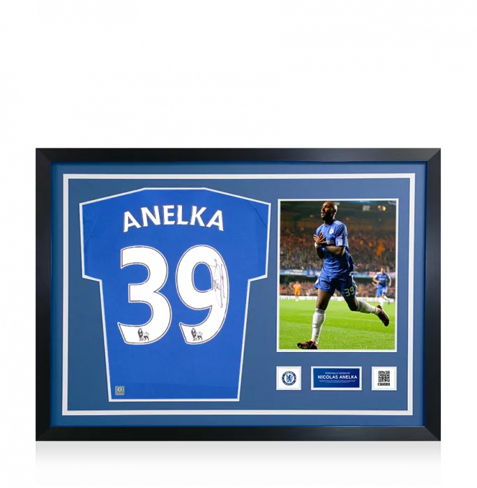 icons Nicolas Anelka Official Chelsea FC Signed and Framed Modern Home Shirt