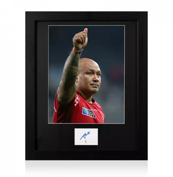 icons Nili Latu Signed Rugby World Cup 2015 Card and Tonga Photo Frame