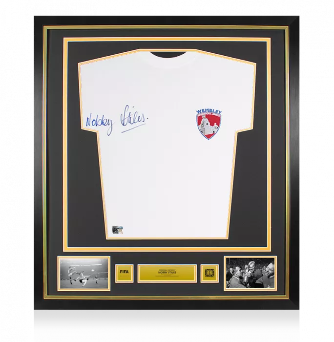 icons Nobby Stiles Official 1966 FIFA World Cup™ Front Signed and Framed Wembley Legends Shirt