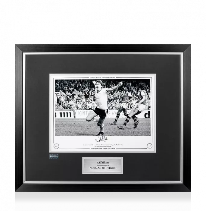 icons Norman Whiteside Signed Manchester United Photo In Premium Photo Frame