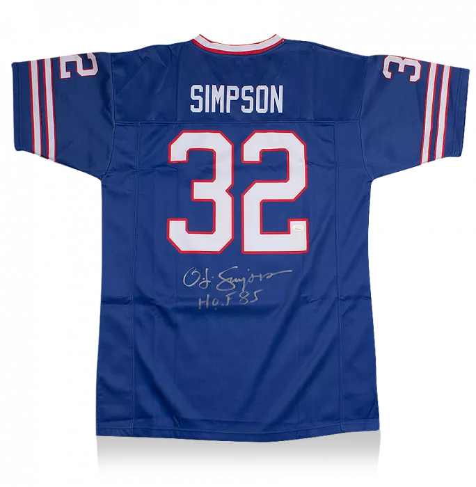 icons OJ Simpson Back Signed Red and Yellow American Football Jersey: "HOF '85"