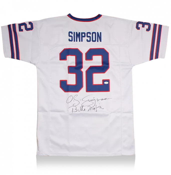 Icons OJ Simpson Back Signed White And Blue American Football Jersey: "Bills Mafia" Edition