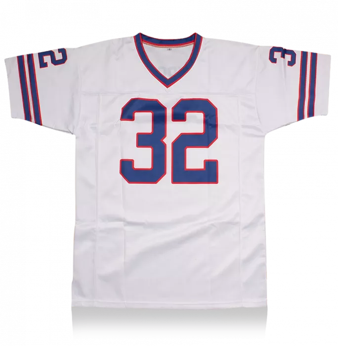 Icons OJ Simpson Back Signed White And Blue American Football Jersey: "The Juice Is Loose" Edition